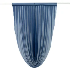 Navy Blue Sheer Chiffon Valance Curtain – Curved Backdrop Swag Topper with Rod Pocket (4ft Wide x 4ft, 5ft, 6ft Height Options)