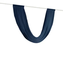 Navy Blue Sheer Chiffon Valance Curtain – Curved Backdrop Swag Topper with Rod Pocket (4ft Wide x 4ft, 5ft, 6ft Height Options)