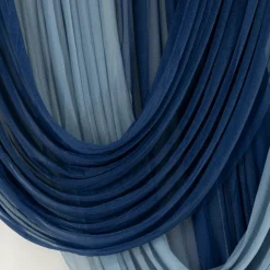 Navy Blue Sheer Chiffon Valance Curtain – Curved Backdrop Swag Topper with Rod Pocket (4ft Wide x 4ft, 5ft, 6ft Height Options)