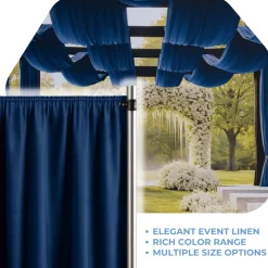Navy La Petite France Curtain Panel w/ 4" Rod Pocket - 118" Wide - Many Size Options