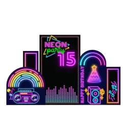 Neon Glow Party Foam Core Birthday Backdrop Kit by PopScene™