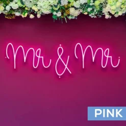 Neon Sign "Mr & Mr" in "Nutmeg" Font - Choose your Size and Color!