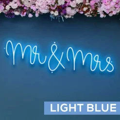 Neon Sign "Mr & Mrs" in "Nutmeg" Font - Choose your Size and Color!