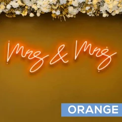Neon Sign "Mrs & Mrs" in "Dear Sasha" Font - Choose your Size and Color!