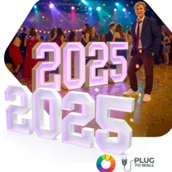 "2025" Neon Wood Marquee Letters – Handmade in USA – Light Up Signs for Events & Weddings – Multiple Sizes