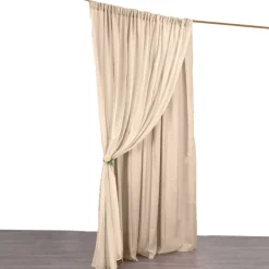 Nude Double Sheer Backdrop Drape – 10ft Height x 10ft Wide Chiffon & Polyester Dual Layer Event Divider Curtain with Rod Pockets