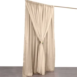 Nude Double Sheer Backdrop Drape – 10ft Height x 10ft Wide Chiffon & Polyester Dual Layer Event Divider Curtain with Rod Pockets