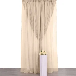 Nude Double Sheer Backdrop Drape – 10ft Height x 10ft Wide Chiffon & Polyester Dual Layer Event Divider Curtain with Rod Pockets