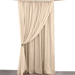 Nude Double Sheer Backdrop Drape – 10ft Height x 10ft Wide Chiffon & Polyester Dual Layer Event Divider Curtain with Rod Pockets