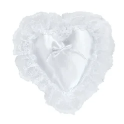 OASIS Heart-Shaped Pillows - 12 1/2" White Lace