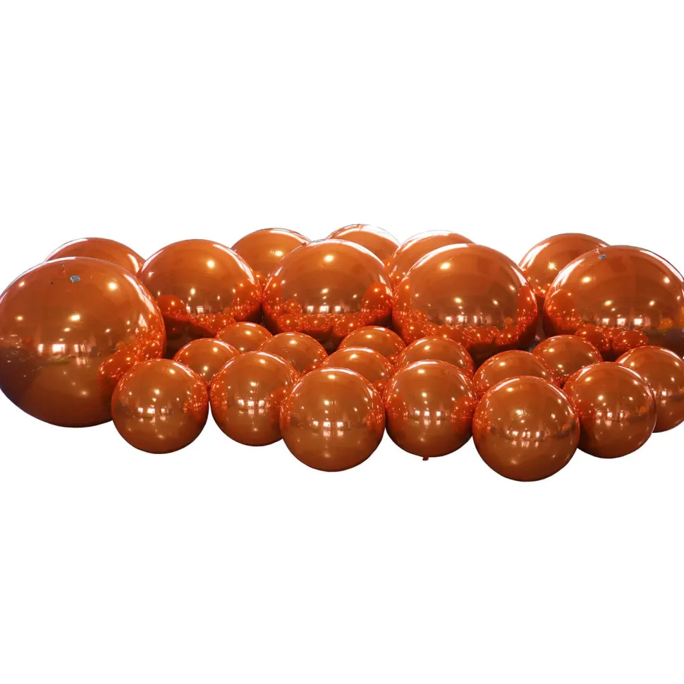Orange Giant Inflatable Mirror Ball Sphere – Maxorb™ Reflective Ceiling Event Decor – Commercial Installation Sizes