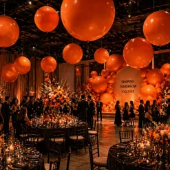 Orange Giant Inflatable Modern Ball Sphere – Maxorb™ Event Decor – Commercial Installation Sizes
