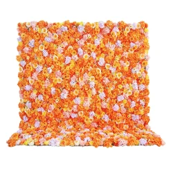 Oranges & White Mixed Florals - Curtain Style Floral Wall - Easy Install! Select Size