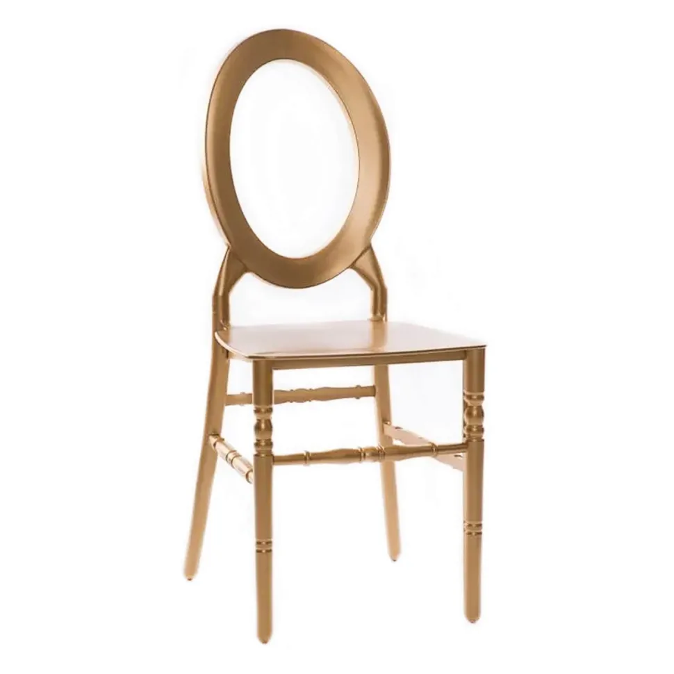 Oval Open Back Resin Dining Event Chair - Gold