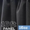 16oz. Fire Retardant Duvetyne/Commando Cloth - Sewn Drape Panel w/ 4" Rod Pockets - 16ft in Black