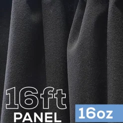 16oz. Fire Retardant Duvetyne/Commando Cloth - Sewn Drape Panel w/ 4" Rod Pockets - 16ft in Black