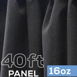 16oz. Fire Retardant Duvetyne/Commando Cloth - Sewn Drape Panel w/ 4" Rod Pockets - 40ft in Black