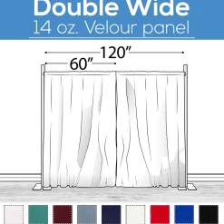 14 oz. (IFR) Production Performance Polyester Velour by Eastern Mills - Double Wide (120") Sewn Drape Panel w/ 4" Rod Pockets - 12ft