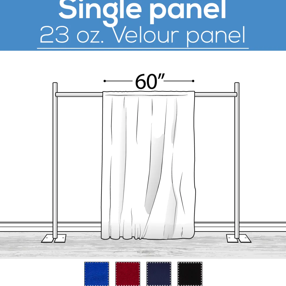 23 oz. Inherently Fire Retardant Polyester Velour - Sewn Drape Panel 60" Wide w/ 4" Rod Pockets - 8ft