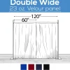23 oz. Inherently Fire Retardant Polyester Velour - Double Wide (120") Sewn Drape Panel w/ 4" Rod Pockets - 10ft
