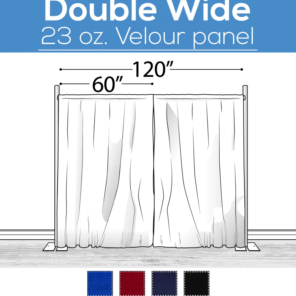 23 oz. Inherently Fire Retardant Polyester Velour - Double Wide (120") Sewn Drape Panel w/ 4" Rod Pockets - 10ft