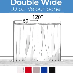 10 oz. Inherently Fire Retardant Polyester Velour - Double Wide (120") Sewn Drape Panel w/ 4" Rod Pockets - 12ft