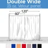 15 oz. Inherently Fire Retardant Polyester Velour - Double Wide (120") Sewn Drape Panel w/ 4" Rod Pockets - 12ft