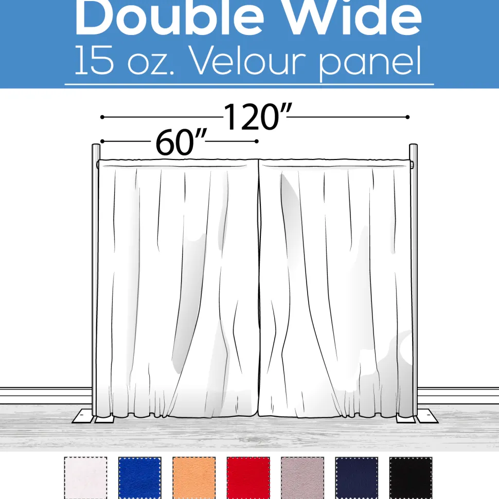15 oz. Inherently Fire Retardant Polyester Velour - Double Wide (120") Sewn Drape Panel w/ 4" Rod Pockets - 14ft