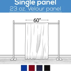 23 oz. Inherently Fire Retardant Polyester Velour - Sewn Drape Panel 60" Wide w/ 4" Rod Pockets - 20ft