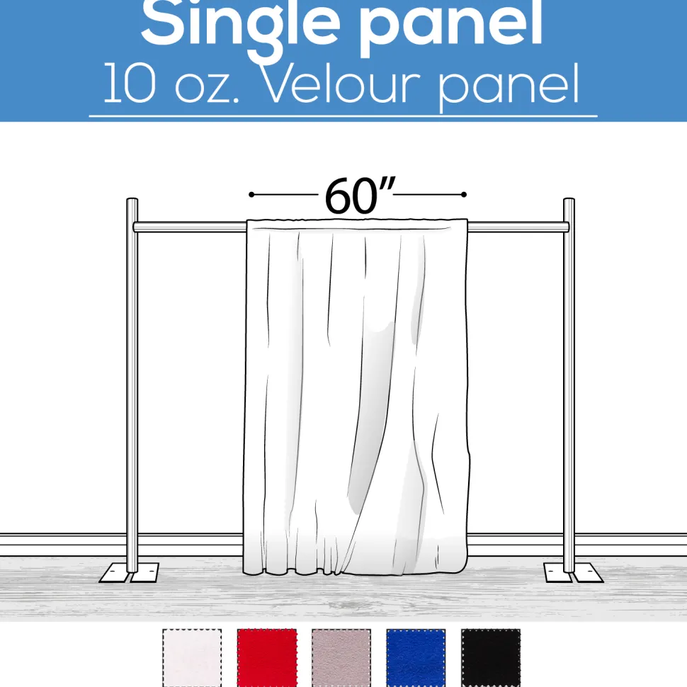 10 oz. Inherently Fire Retardant Polyester Velour - Sewn Drape Panel 60" Wide w/ 4" Rod Pockets - 40ft