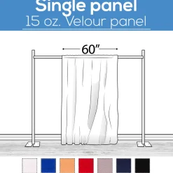 15 oz. Inherently Fire Retardant Polyester Velour - Sewn Drape Panel 60" Wide w/ 4" Rod Pockets - 40ft