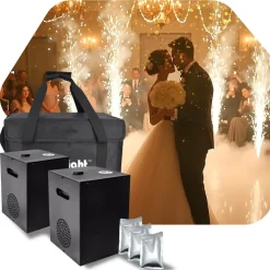 PAIR of EddyLight Pro Cool Sparkler Machine w/ Carrying Bag & Powder - Shoots Flame-less Sparks up to 16ft!