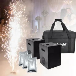 PAIR of EddyLight Pro Cool Sparkler Machine w/ Carrying Bag & Powder - Shoots Flame-less Sparks up to 16ft!