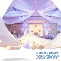 6-Panel 18ft Starburst Ceiling Draping Kit (38 Feet Wide)