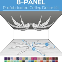 8 Panel Kit - Prefabricated Complete Ceiling Drape Kit - 40ft Diameter - Select Drop, Fabric & Color!