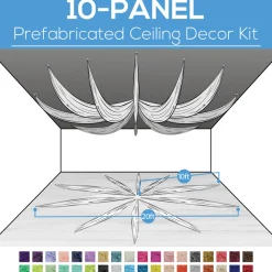 10 Panel Kit - Prefabricated Complete Ceiling Drape Kit - 20ft Diameter - Select Drop, Fabric & Color!
