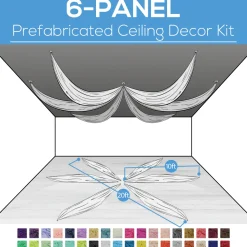 6 Panel Kit - Prefabricated Complete Ceiling Drape Kit - 20ft Diameter - Select Drop, Fabric & Color!