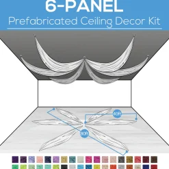 6 Panel Kit - Prefabricated Complete Ceiling Drape Kit - 80ft Diameter - Select Drop, Fabric & Color!