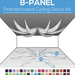 8 Panel Kit - Prefabricated Complete Ceiling Drape Kit - 20ft Diameter - Select Drop, Fabric & Color!