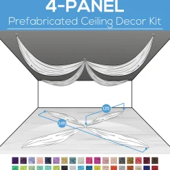 4 Panel Kit - Prefabricated Complete Ceiling Drape Kit - 24ft Diameter - Select Drop, Fabric & Color!