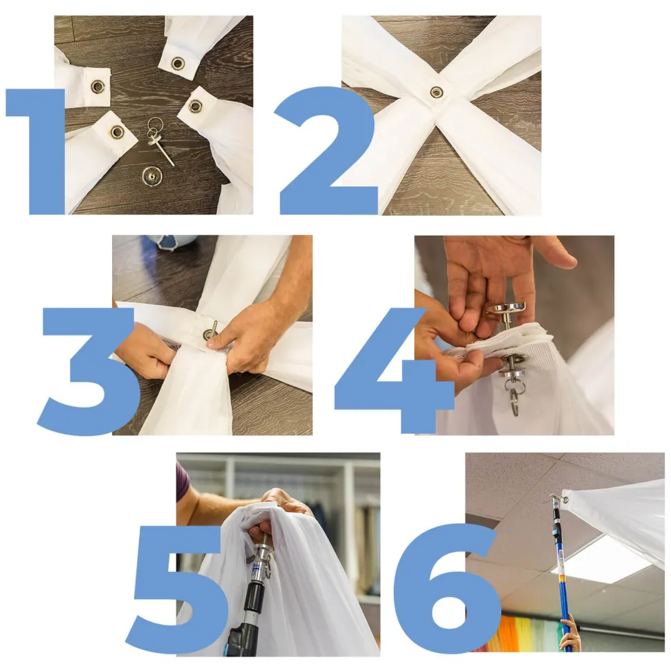 4 Panel Kit - Prefabricated Complete Ceiling Drape Kit - 80ft Diameter - Select Drop, Fabric & Color!