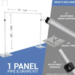 1-Panel Pipe and Drape Kit / Backdrop - 6-10 Feet Tall (Adjustable)