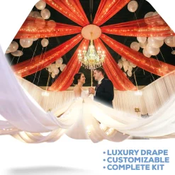 8-Panel Starburst 18ft Ceiling Draping Kit (34 Feet Wide)