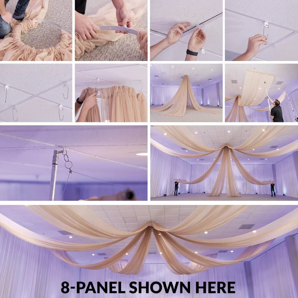 8-Panel Starburst 30ft Ceiling Draping Kit (62 Feet Wide)