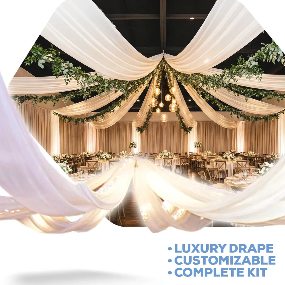 10-Panel Starburst 30ft Ceiling Draping Kit (62 Feet Wide)