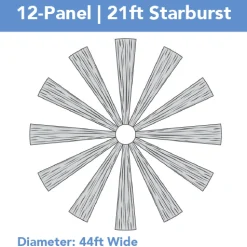 12-Panel Starburst 21ft Ceiling Draping Kit (44 Feet Wide)