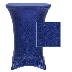Perfect Fit Sequin Spandex Cocktail Table Cover 30"-32" Round - Navy Blue