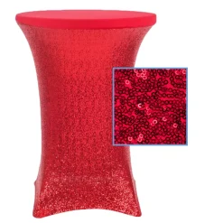 Perfect Fit Sequin Spandex Cocktail Table Cover 30"-32" Round - Red