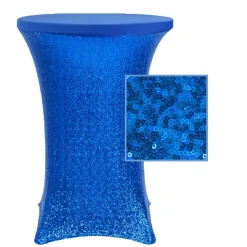 Perfect Fit Sequin Spandex Cocktail Table Cover 30"-32" Round - Royal Blue