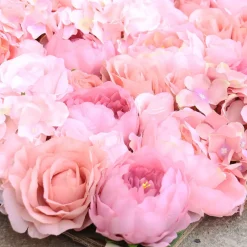 Pink & Blush Mixed Florals - Curtain Style Floral Wall - Easy Install! Select Size